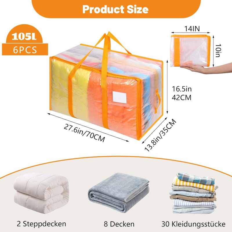 Brayden Studio Storage Tub & Tote, Orange