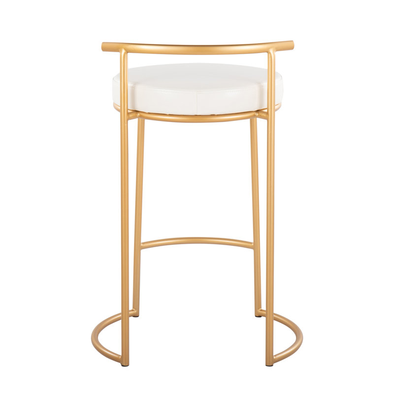Contemporary Counter Stool, Siège blanc / cadre doré