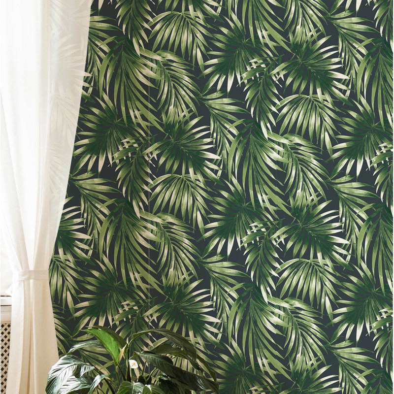 Kabuki Floral Vinyl Wallpaper Roll, Green