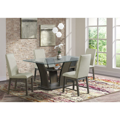 Acton Glass Top Pedestal Dining Set