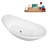 75" Streamline Soaking Glossy White Acrylic Freestanding Bathtub, Bamboo Tray, Drain-103682437