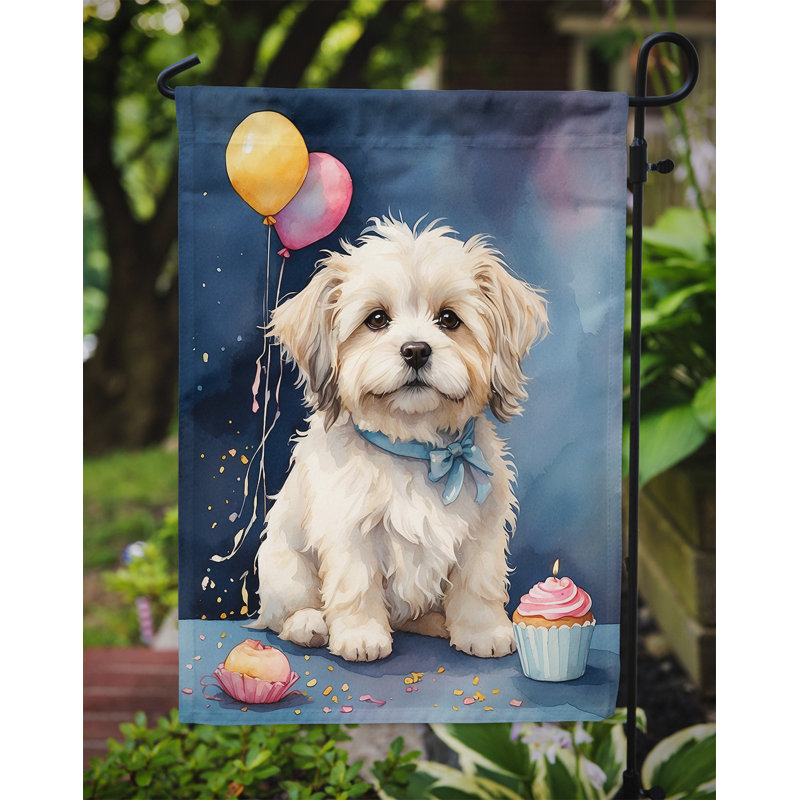 Drapeau de jardin «Happy Birthday», Coton de Tuléar