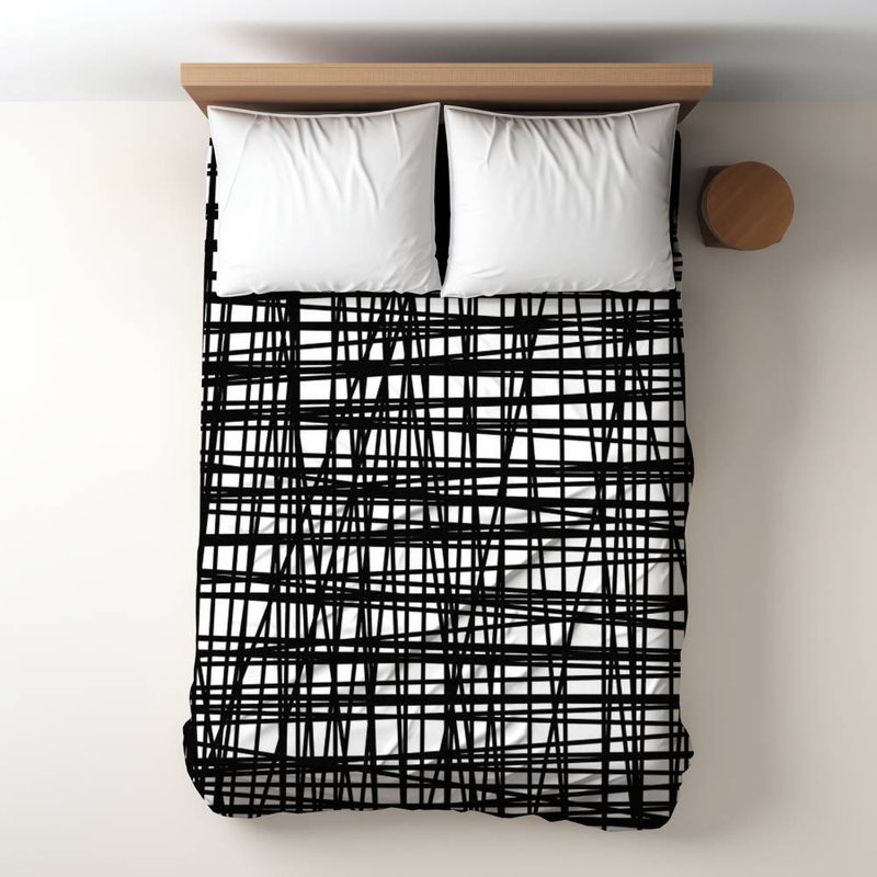 Polyester Sateen Duvet Cover, Twin Duvet, Blue Abstract Small Stripes