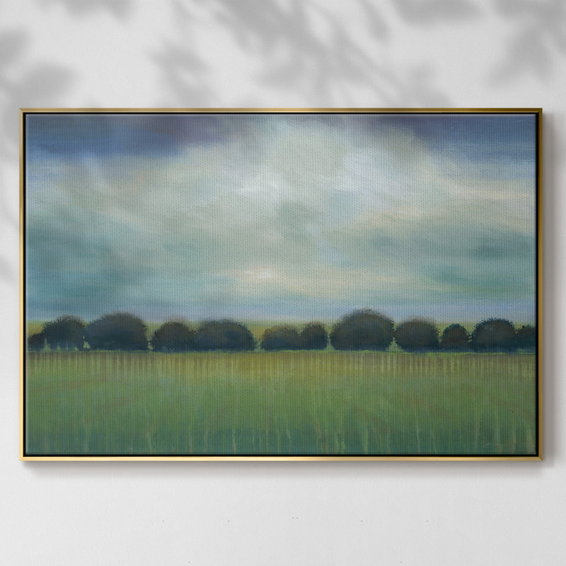 " Greener Pastures ", 25" H x 17" W x 2" D, Gold Framed