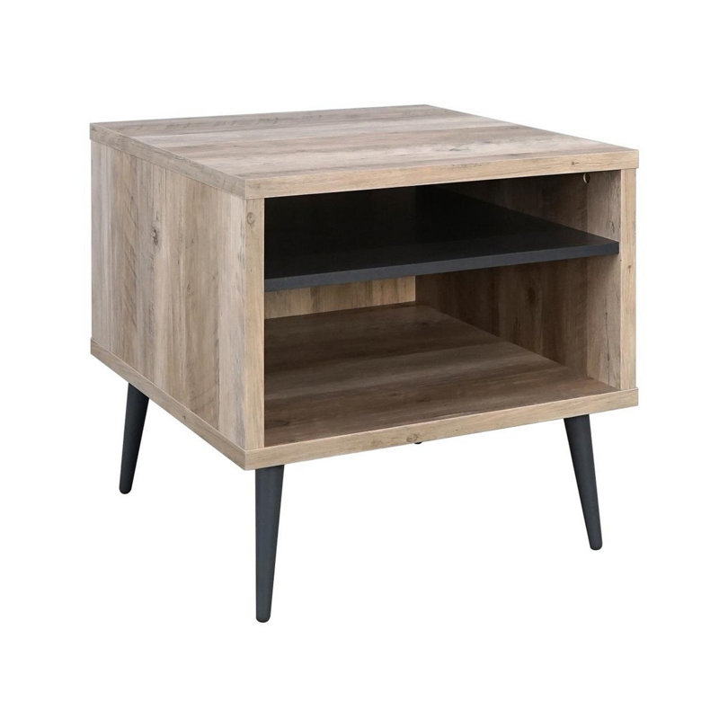 Table de bout en bois massif avec rangement Luano