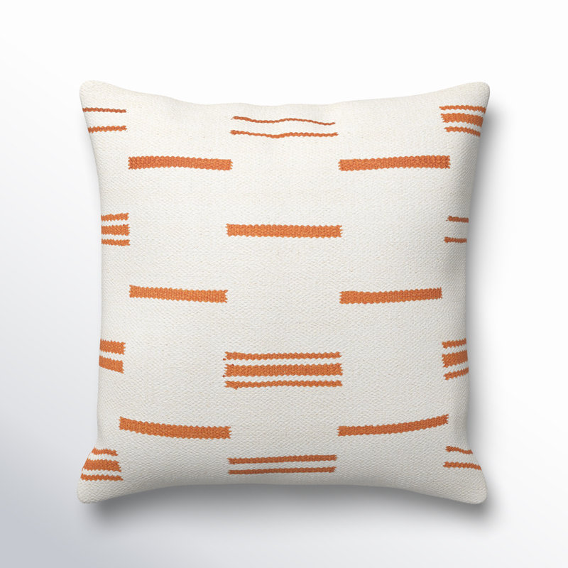 Jeté en coton Chanterelle, Blanc / orange, 20 po x 20 po, Duvet