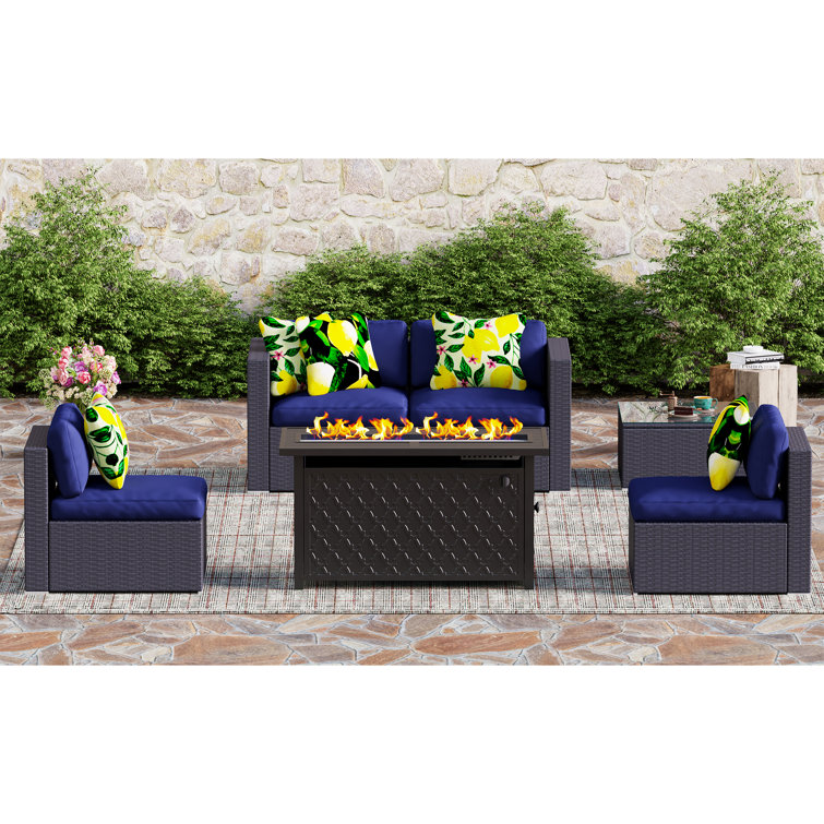 Wicker 4 - Person Modular Patio Conversation Sets with Cushions