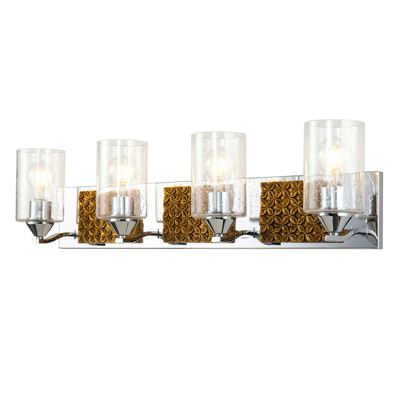 Arcadia 3 Light Bath Bar In Black, Chrome/Gold, 4 Light