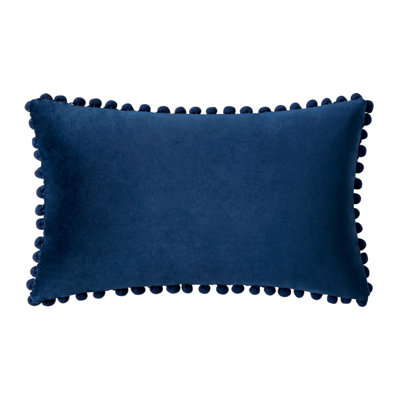 Rubie Pom-poms Velvet Reversible Throw Pillow