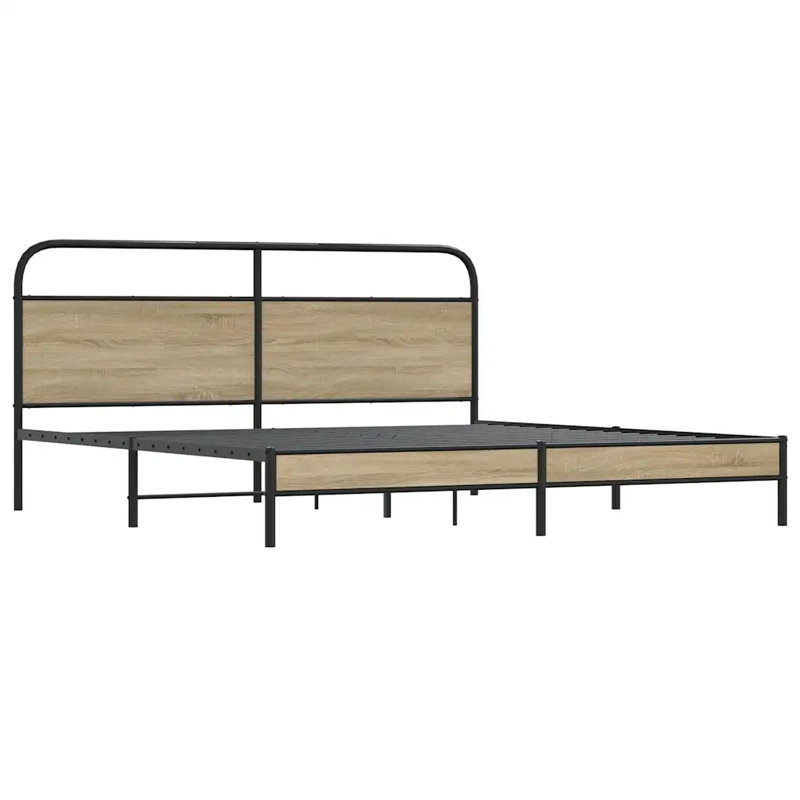 Amyra Bed, 183 x 213cm, Smoked Oak