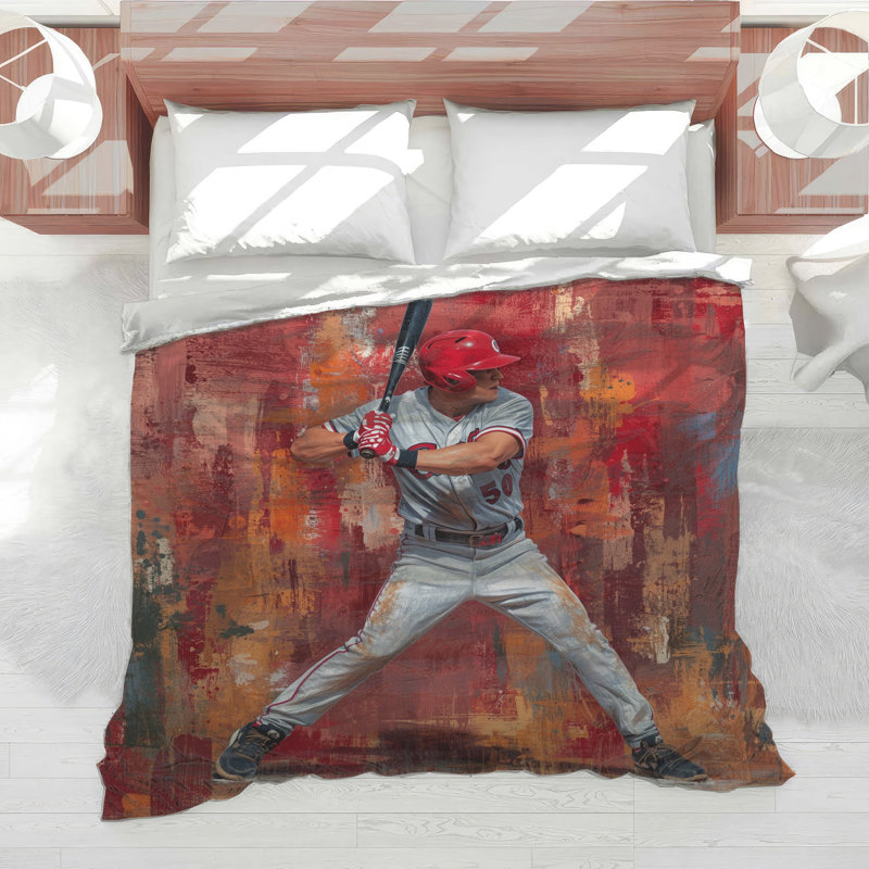 Baseball Player Batting Comforter, Twin Extra Long