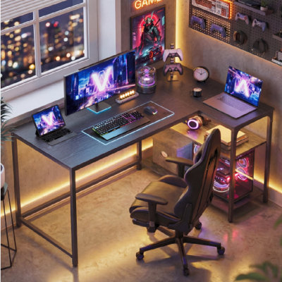 L-Shaped Steel Computer Desk