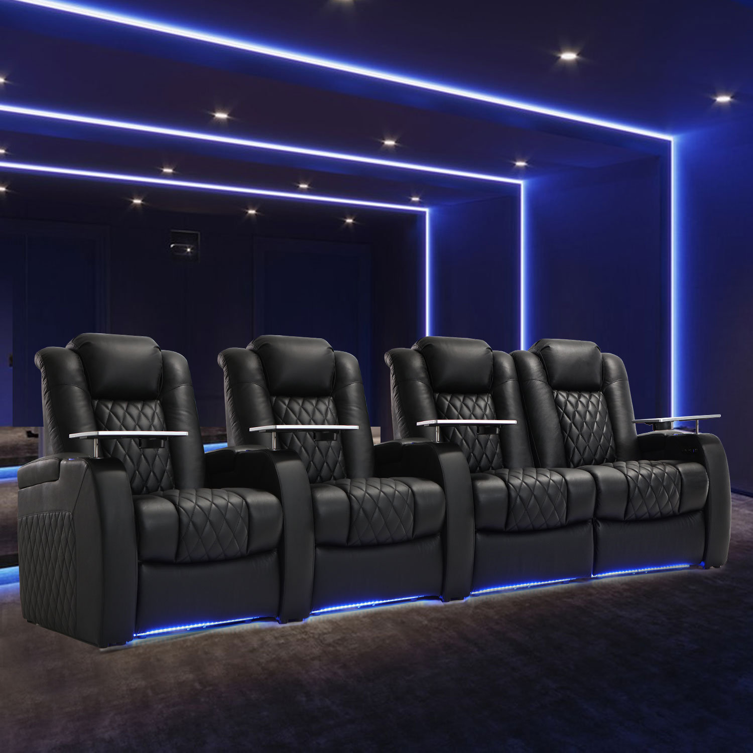 Latitude Run Leather Home Theater Seat With Cup Holder Wayfair   Leather Home Theater Seat With Cup Holder 