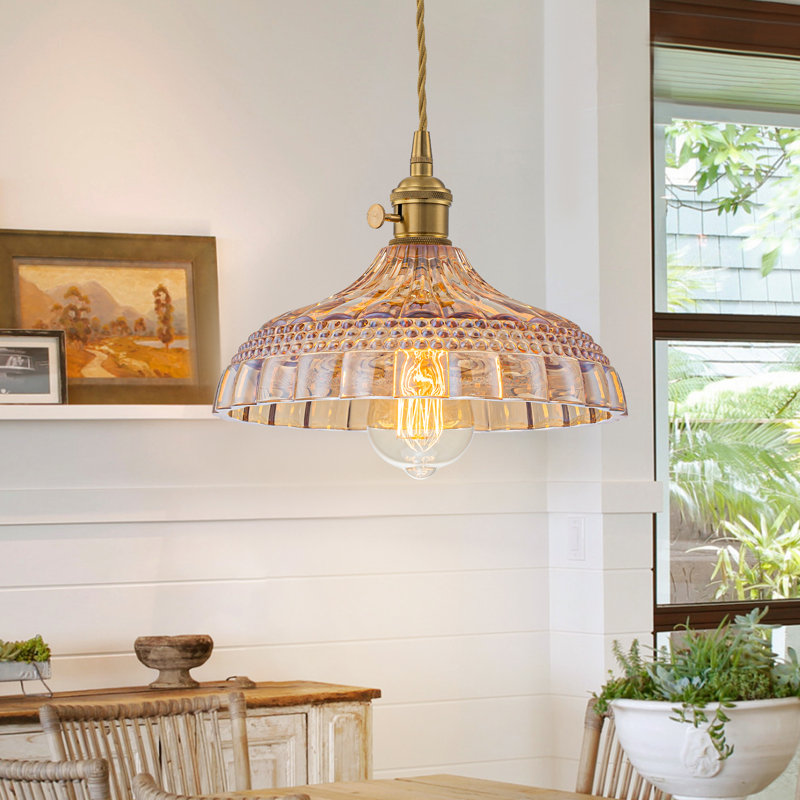 10" Vintage 1-Light Lily-Shaded Glass Pendant Light