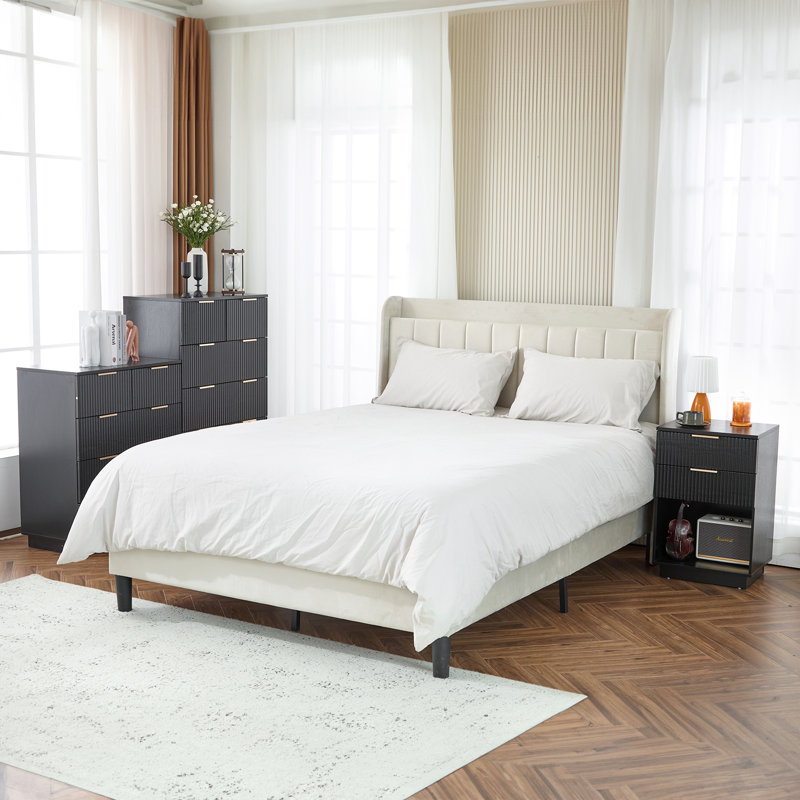 Nightstand With Two Drawers, Black