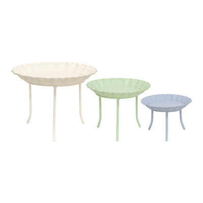 3/Set - Pastel Metal Standing Candle Trays