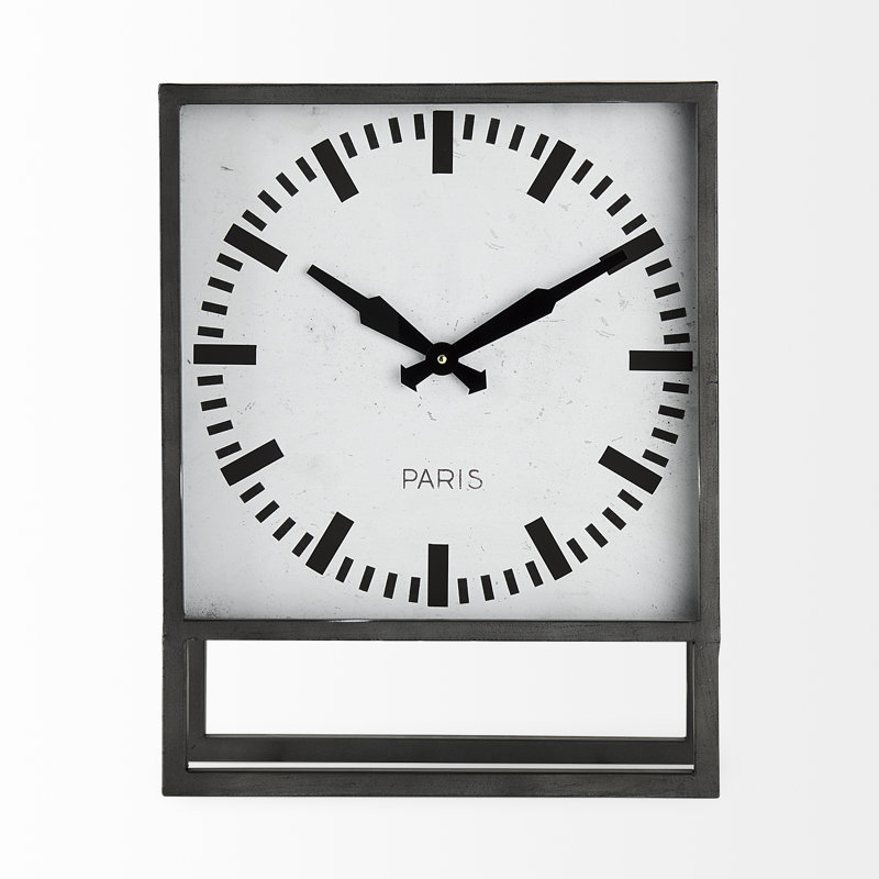 Horloge de table industrielle à quartz en noir / gris / blanc cassé