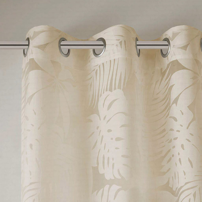 Palm Leaf Burnout Window Sheer(1 Sheer Curtain), 50" W x 63" L,  Natural