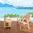 2-Piece Wood Patio Conversation Set With Bench And Slatted Coffee Table