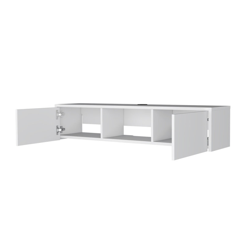 Meuble télé blanc flottant à 2 portes