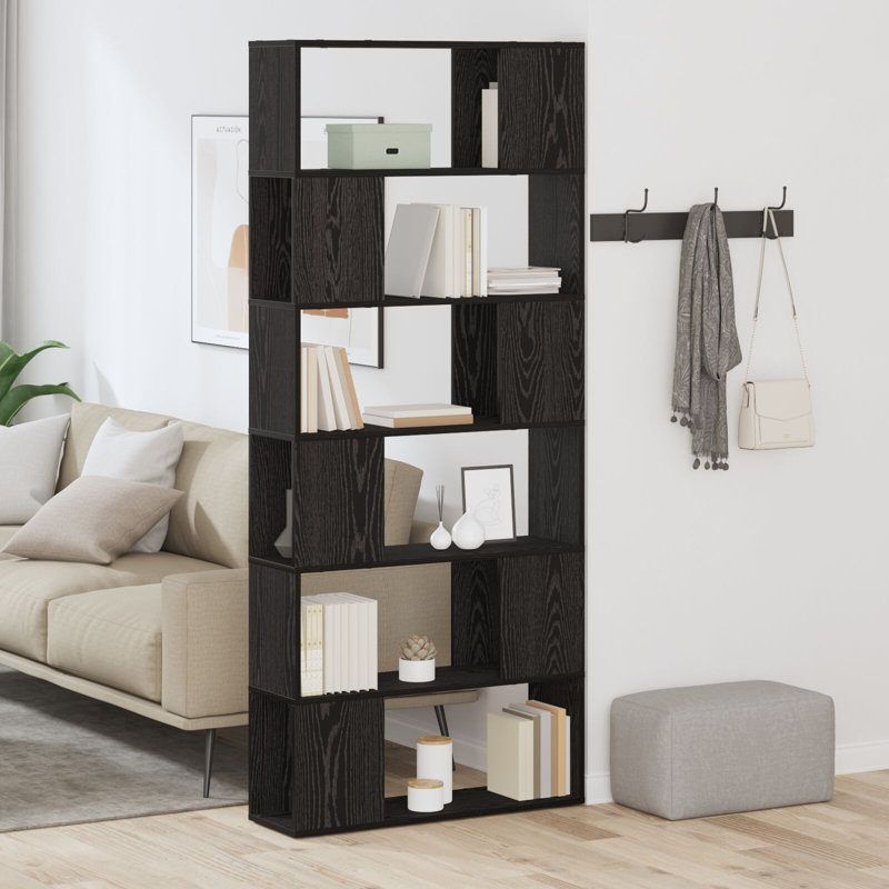 Book Shelf Black Oak 24Cm Engineered Wood, (6 Shelves) 186cm H x 80cm W x 24cm D