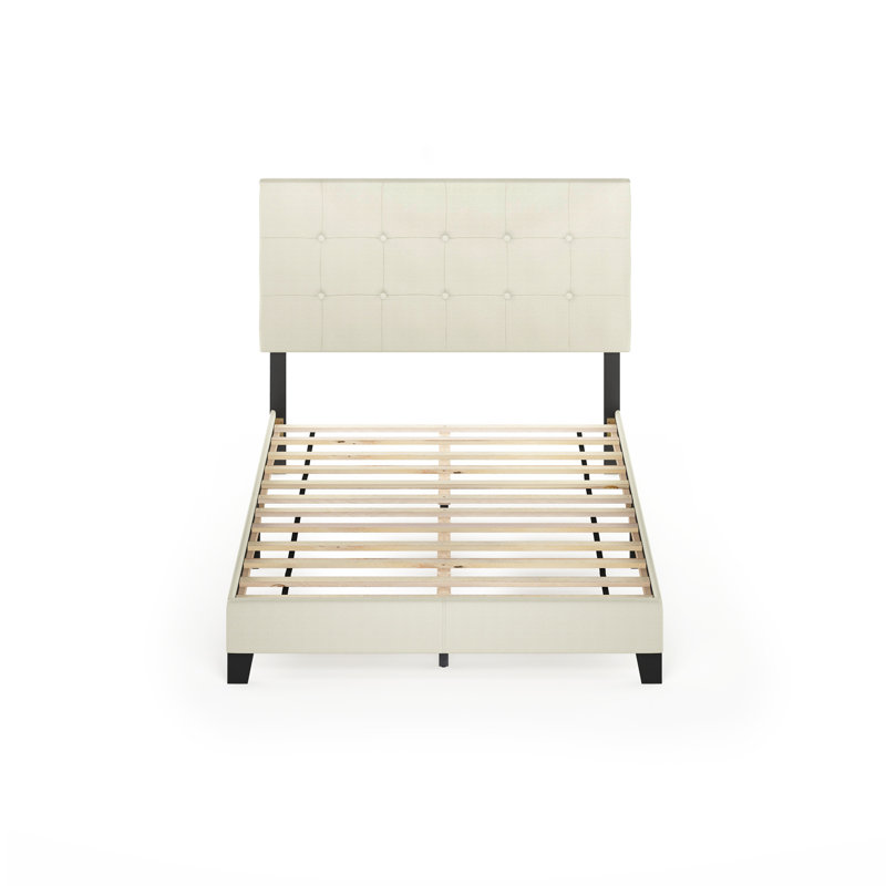 Lit plateforme tapissier Anding, Double, Lin