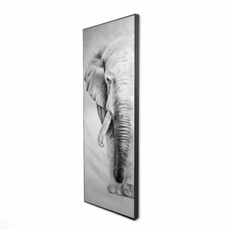 Grand éléphant - toile encadrée monochrome grise pour la décoration intérieure