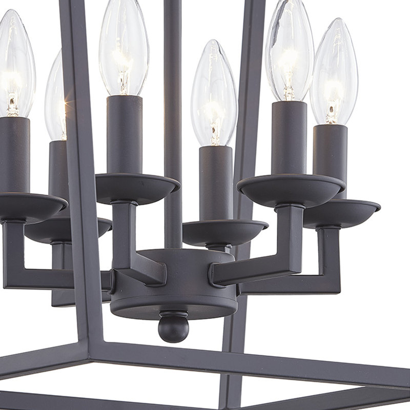 Lustre géométrique à 6 lumières Gurjit, Noir