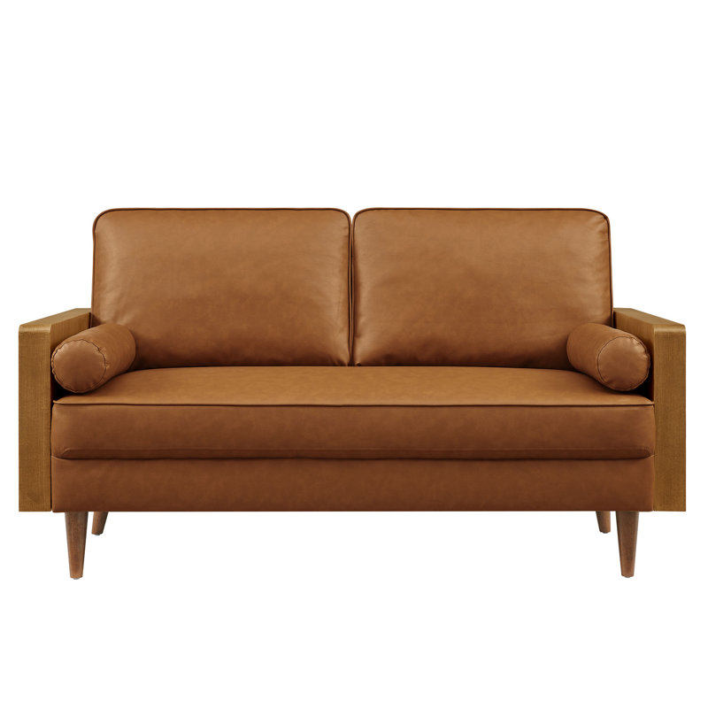 Causeuse en cuir Kellan, H 33,86 po x l 61,22 po x P 31,89 po, Walnut Tan, 2