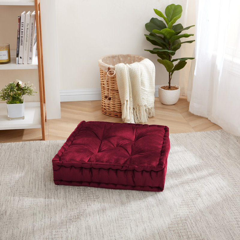 Large Floor Pillow Reversible Meditation Yoga Cushion, Burgundy