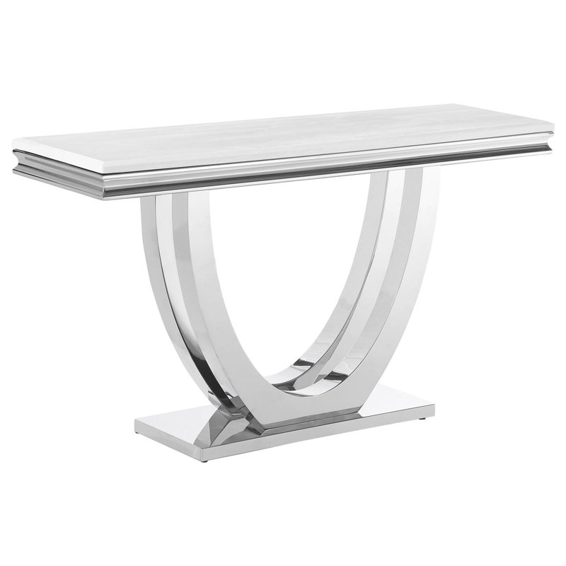 Premium Craftsmanship - Dandre U-Base Stone Top Entryway Sofa Console Table Chrome