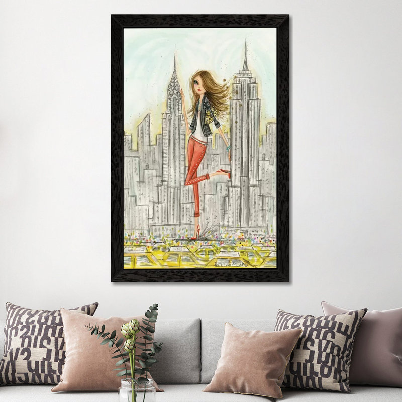 New York by Bella Pilar - Painting on Canvas, 101.6 cm H x 66.04 cm W, Black Floater Framed
