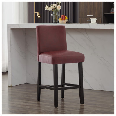 Upholstered 26'' Counter Stool With Solid Wood Frame