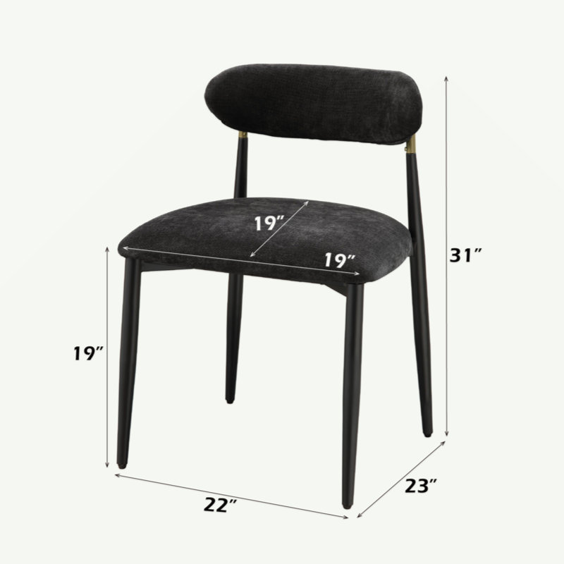 Ensemble de 2 chaises d'appoint en tissu noir et finition noire Jaramillo