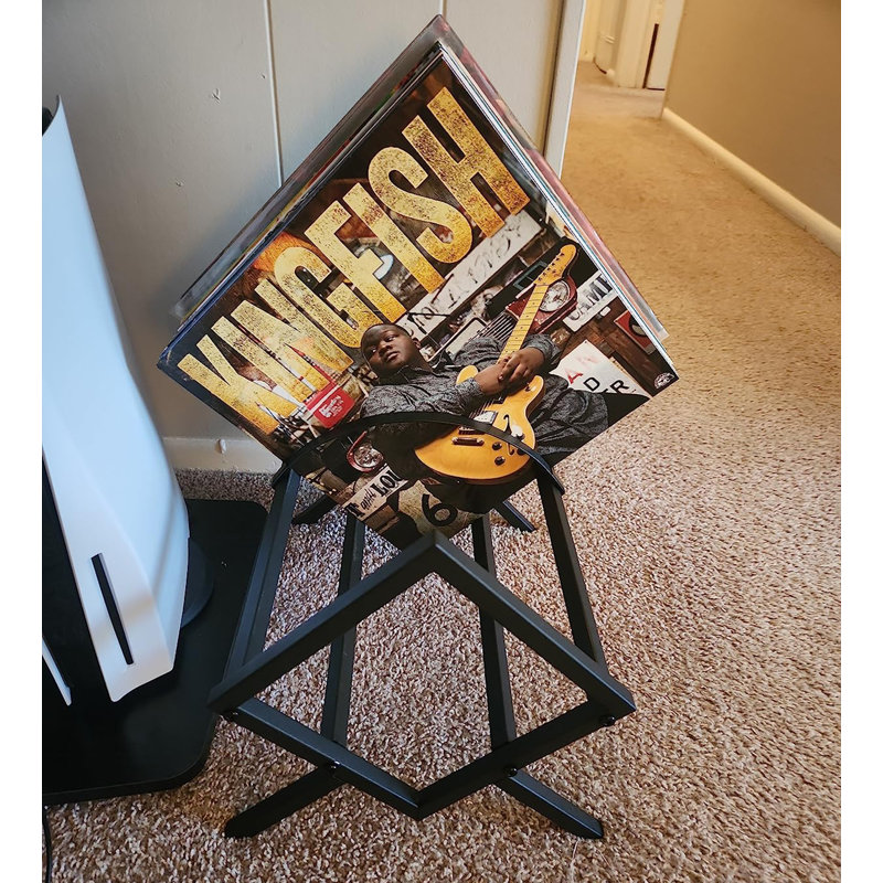 Matte Black Steel Vinyl Record Rack – 100-LP Capacity Anti-Slip Single-Tier Organizer for Collectors