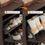 Range-chaussures cannelé avec 4 tiroirs rabattables, range-chaussures étroit en bois avec tablettes réglables pour le vestibule-1682615619