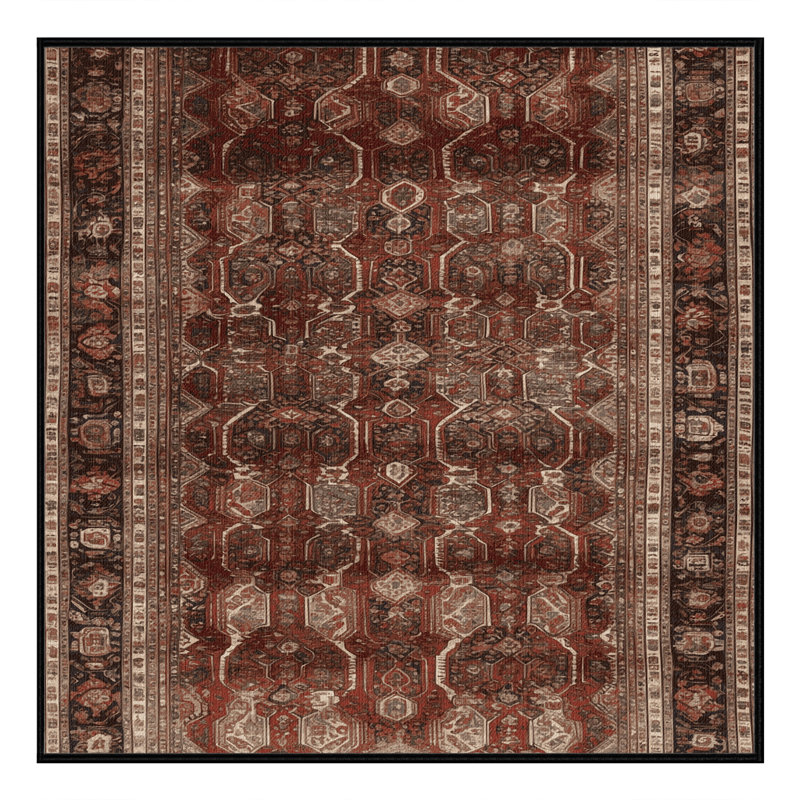 Machine Washable Persian Brown Area Rug, Square 6'
