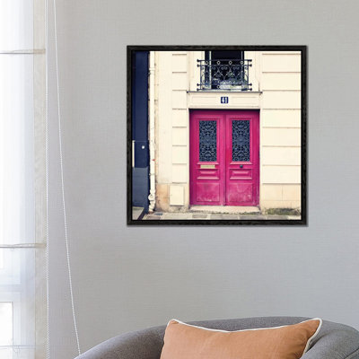 Paris Pink Door by Caroline Mint - Print on Canvas