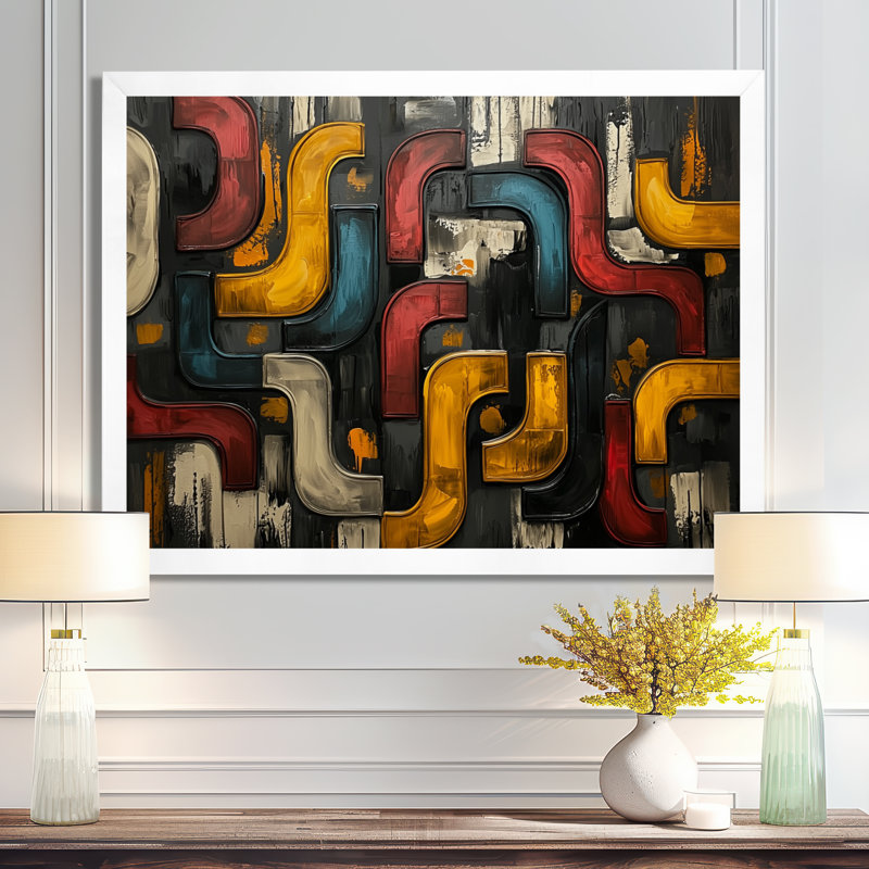 Okeima - Abstract Large Wall Art, H 30 po x l 40 po, Cadre simple, Blanc