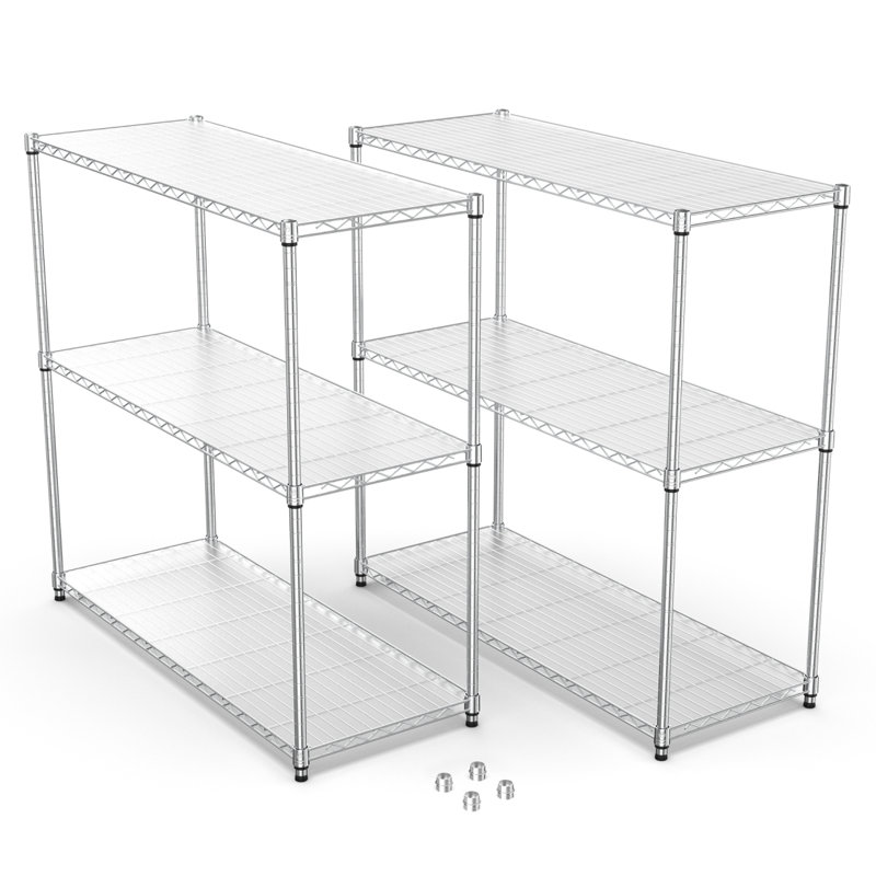 Ensemble de 2 étagères grillagées à 3 niveaux, 2P-3TWL1848-C-LKJ