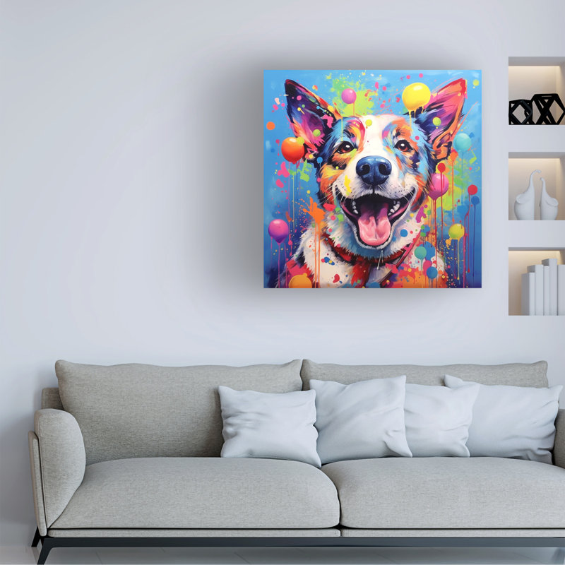 Animals Happy Dog 8 On Canvas Print, H 14 po x l 14 po x P 2 po