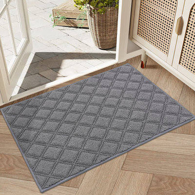 Dirt Trapper Door Mat, Non-Slip Washable Doormats Welcome Mat, Dirt Resistant and Absorbent Entrance Mat, Low Profile Floor Mats for Front Back Door, Entryway