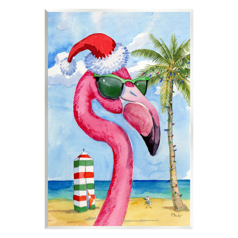 «Flamingo Tropical Christmas On MDF» par Paul Brent, reproduction, H 19 po x l 13 po x P 0,5 po