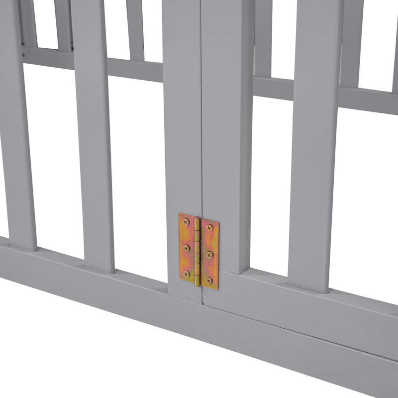 Wood Daybed Frame With Fence, Gray, Twin