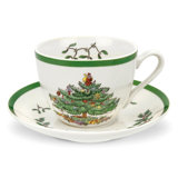 Spode Christmas Tree Teacup & Saucer 7 Oz
