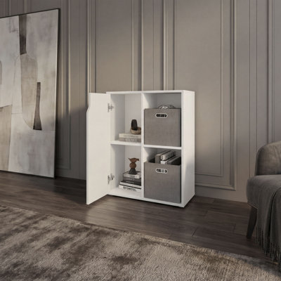Vicco 30" H Bookcase And Storage Cabinet With One Door And 2 Open Display Shelves, Compact Storage Cabinet