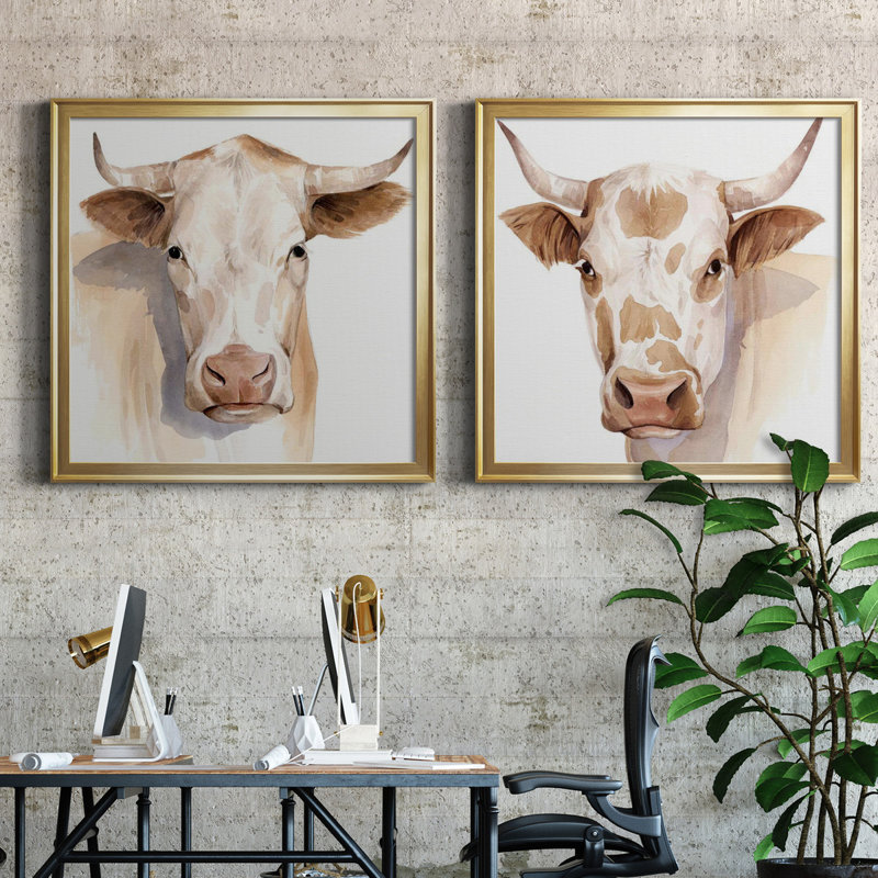 " Ranch Shadow I " 2 - Pieces Painting Print, Gold Framed Canvas, 24" H x 24" W x 1" D