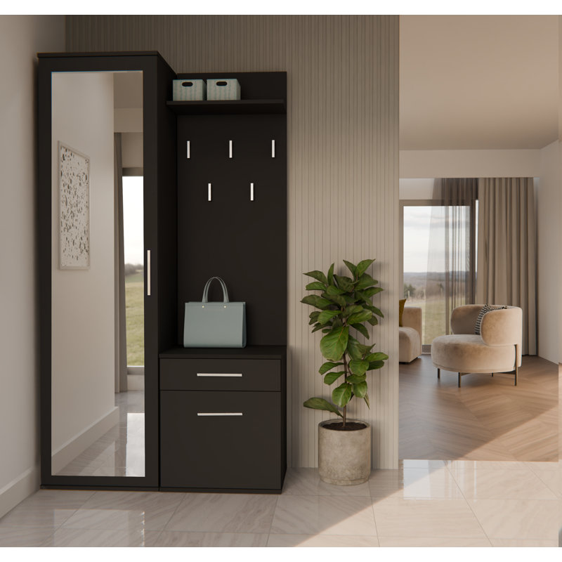 1 Door Laminate Wardrobe, Black