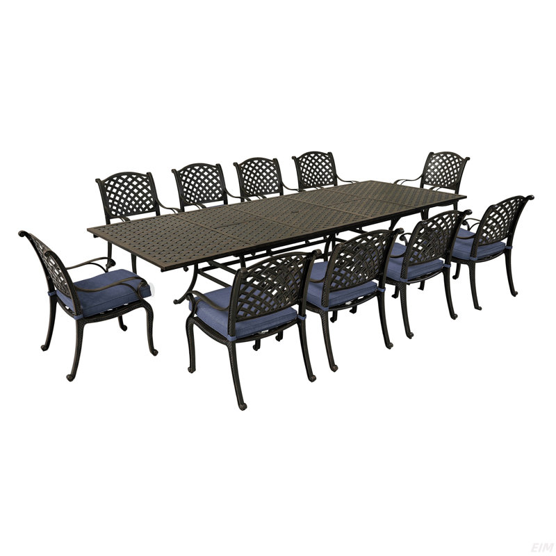 Rectangular 10 - Person Dining Set, Antique Brown