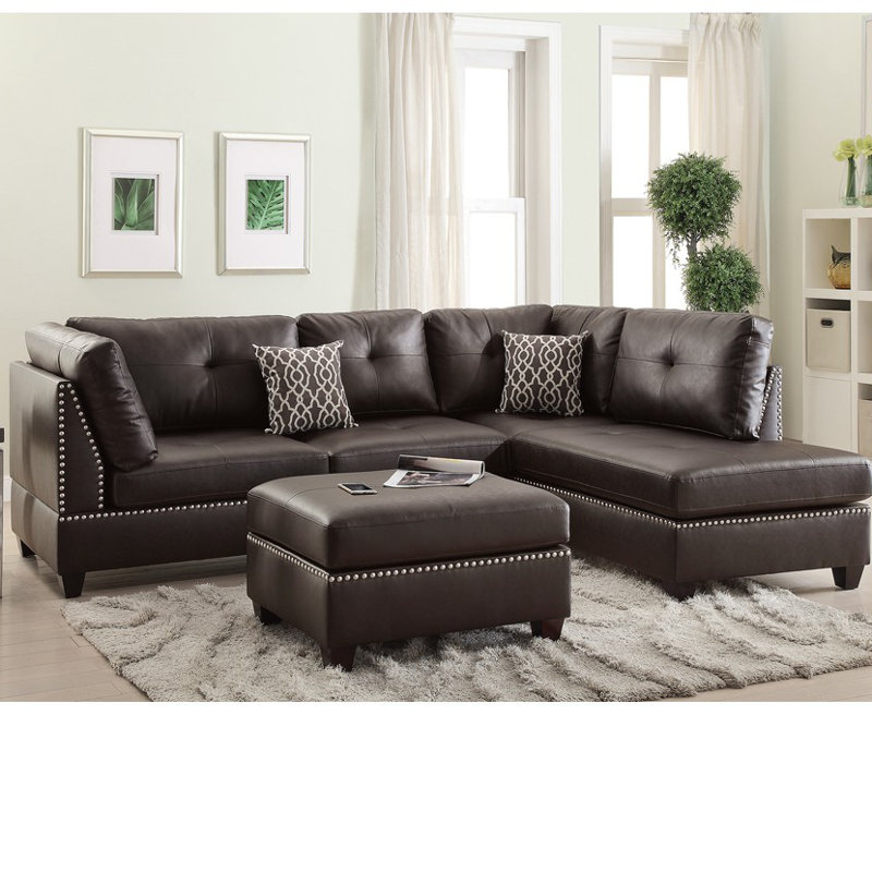 Robney Faux Leather L-Shaped Sectional Right Hand Facing, Right Hand Facing